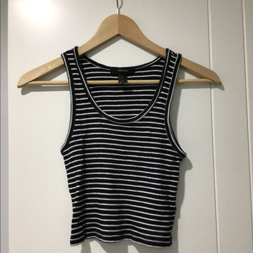 Forever21 S black/white striped crop top